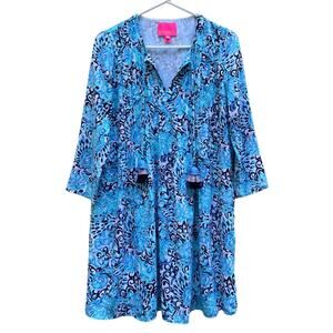 Lilly Pulitzer Marilina Tunic Dress in Light Aqua Spritz Fully Lined Women's XS